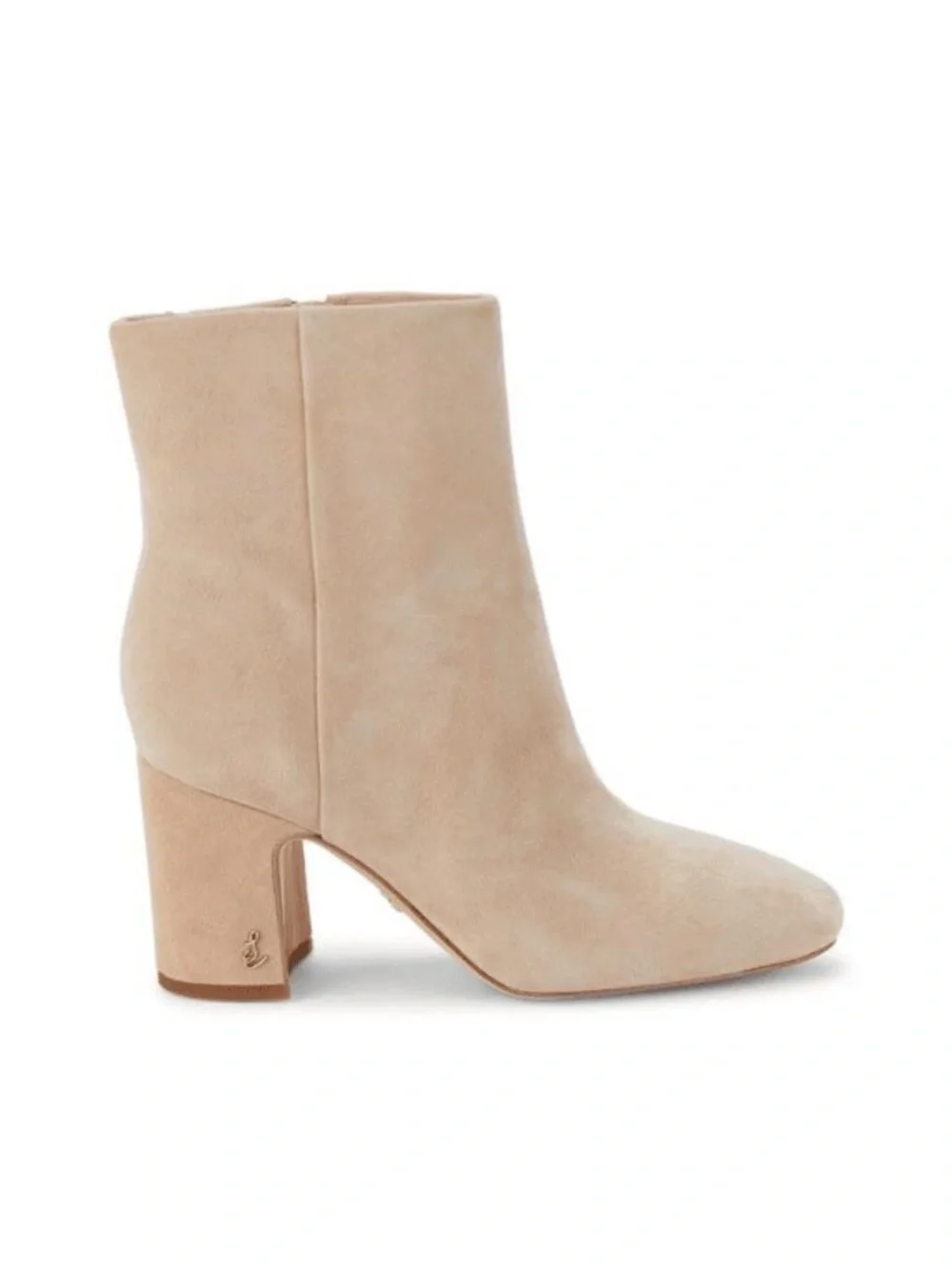 Sam Edelman Beige Suede Block Heel Ankle Booties | Size 8